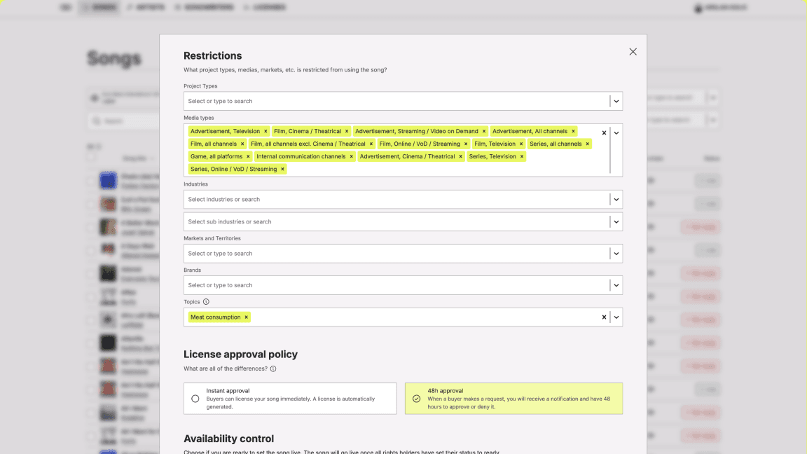 Step 2, set your terms